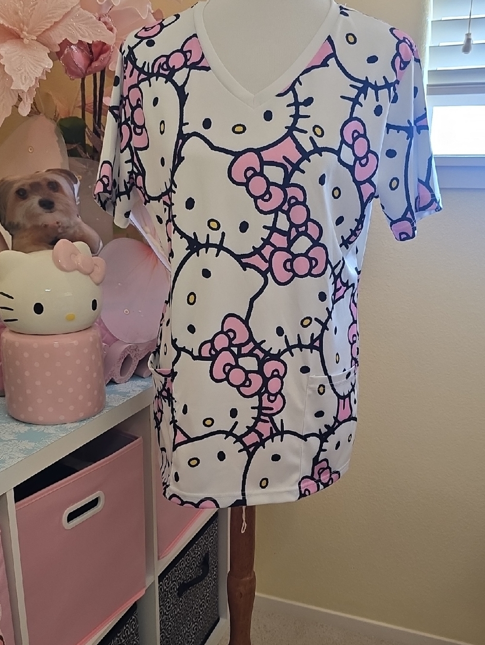 NWOT - Hello Kitty White Tee with Pink Bow Print